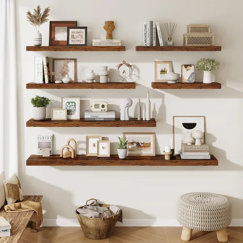 Miniatura 6 de Estantes flotantes de 48 pulgadas para pared, estante de chimenea de 10 pulgadas de profundidad, estantes flotantes de madera para pared, estantes