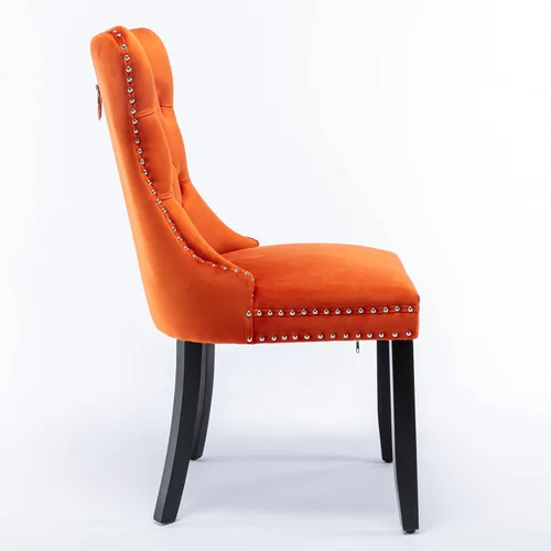 Miniatura 6 de Merax Juego de 2 sillas de comedor de terciopelo, sillas de comedor tapizadas de alta gama con patas de madera, adornos de cabeza de clavo