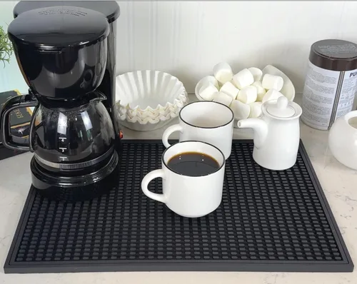 Miniatura 9 de Alfombrillas de bar para encimera con marco blanco, alfombrilla de café de silicona premium de 18x12 pulgadas, protector de almohadilla resistente