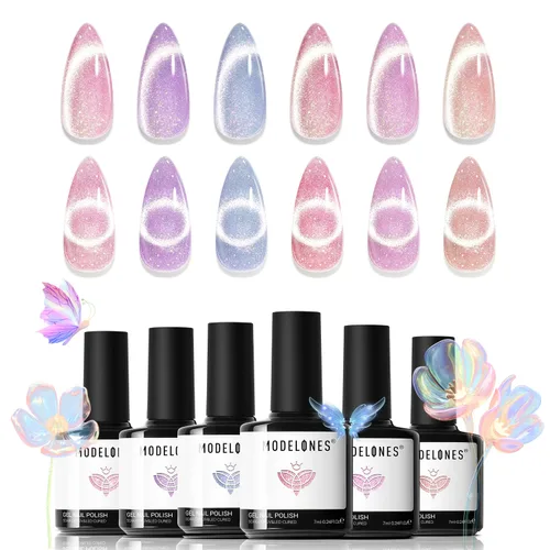 Miniatura 25 de Modelones Imán de uñas de gel de ojo de gato, herramienta magnética 8 en 1 para uñas de gel, varita magnética fuerte para arte de uñas con bola