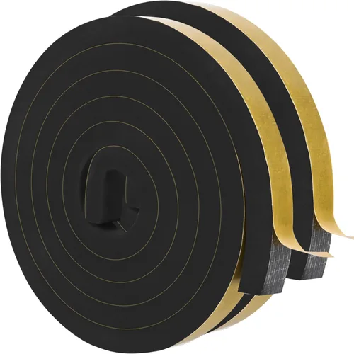 ToLanbbt Cinta de espuma autoadhesiva para puerta y ventana, color negro, cinta de sellado de espuma de alta densidad, aislamiento de ventana, cinta