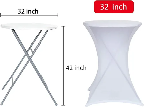 Miniatura 3 de Obstal Fundas elásticas de elastano para mesa de cóctel, color blanco, para bodas, banquetes y fiestas