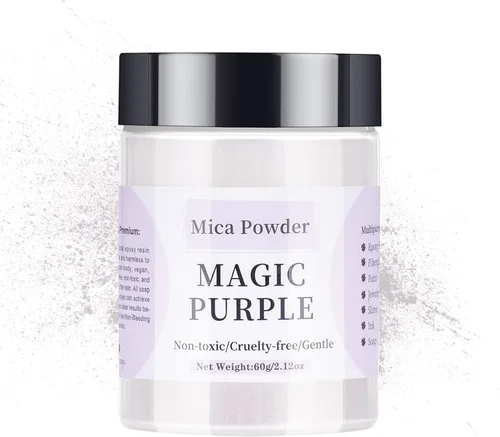 Polvo de mica morado mágico – 2.16 oz de polvo de mica para resina epoxi – pigmento de perla en polvo para resina/fabricación de jabón, uñas, bombas