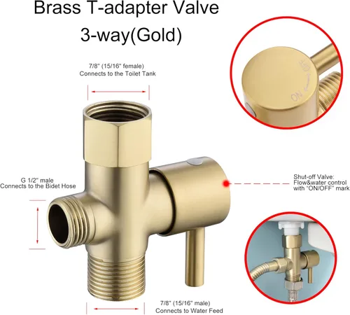 Miniatura 4 de Pulverizador de bidé de acero inoxidable para inodoro, acabado dorado con modos de chorro y rociado suave, rociador de mano para pañales de tela