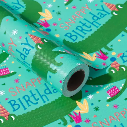 Miniatura 10 de LeZakaa Rollo de papel de regalo reversible de cumpleaños para niños y hombres, letras de feliz cumpleaños, pastel de cumpleaños con lámina metálica