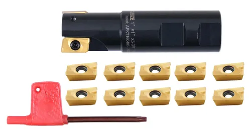 Miniatura 23 de Accusize Industrial Tools Molino de extremo indexable de hombro cuadrado de 90 grados de 1/2 '' con insertos de carburo Apkt11T3, 0056-0913