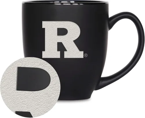 Miniatura 125 de Rico Industries - Taza de cerámica mate negra con grabado láser estándar de 15oz para NCAA (escuelas T & U) - Para bebidas calientes o frías