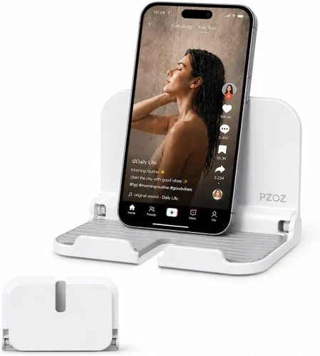 pzoz Soporte plegable de pared para teléfono, soporte adhesivo para teléfono y tableta, soporte de pared para baño, cocina, dormitorio y oficina,