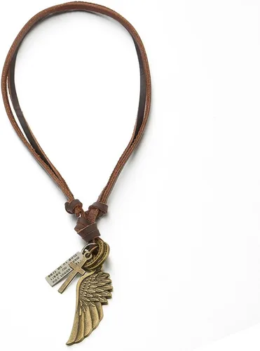 Miniatura 2 de Collar unisex con dije de ala de ángel de estilo retro para hombres para mujeres con cordón de cuero ajustable