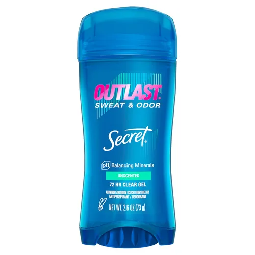 Secret Outlast - Desodorante antiperspirante para mujer, protección contra el sudor y el olor, minerales equilibradores de pH, gel transparente, sin