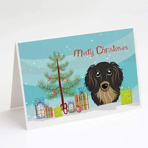Miniatura 3 de Caroline's Treasures BB1616GCA7P - Tarjetas de felicitación y sobres de árbol de Navidad y sabueso afgano, paquete de 8 tarjetas en blanco