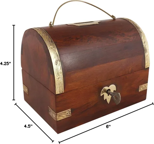 Miniatura 5 de Caja de dinero de madera hecha a mano para niños, adultos, niños, niñas con cerradura, alcancía de madera de gran tamaño, caja de ahorro, caja