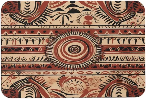 Miniatura 11 de Bath Rugs Mats Red Beige Dark Brown Art Pattern Living Room Floor Mat Secret Tribe Pattern in Bohemian Style Super Absorbent Eco-Friendly Easy to