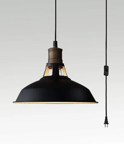 Miniatura 10 de CLAXY Ecopower luz colgante de metal mini estilo galpón industrial, 1 luz, cableada para cocina, desván, restaurante, bar