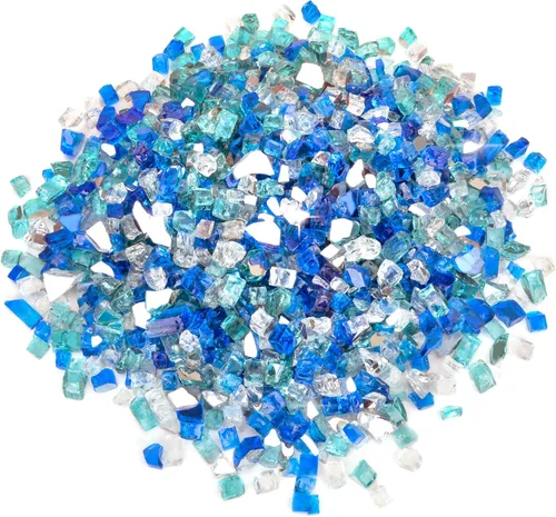 Miniatura 11 de Stanbroil - Vidrio ignífugo mezclado de 10 libras – Cristal de fuego templado reflectante de 1/4 pulgadas mezclado azul aguamarina, platino, cobre