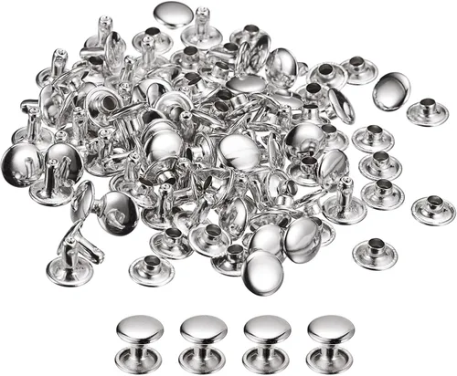 Miniatura 11 de uxcell 100 juegos de remaches de cuero, remaches de doble tapa de 0.236 x 0.315 pulgadas, remaches de metal para reparación de cuero, manualidades