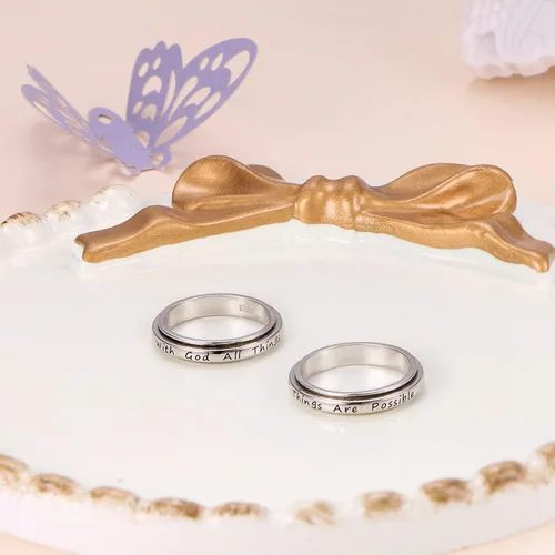 Miniatura 12 de Ladytree Anillo giratorio de plata de ley S925 para ansiedad, anillo inspirador de promesa, ansiedad, preocupación, alivio del aburrimiento, TDAH