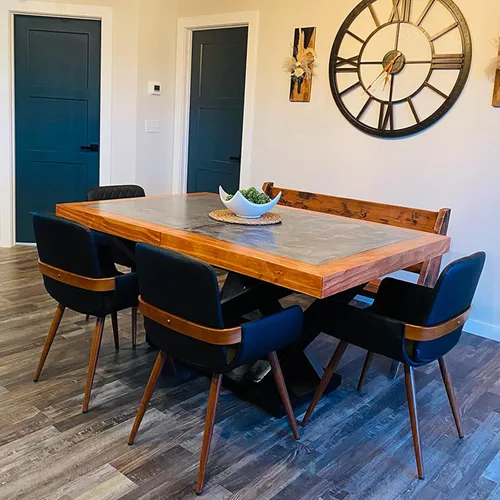 Miniatura 3 de LUNLING Sillas de Comedor Modernas de Mediados de Siglo de Cuero Sintético, Sillas con Asiento Tapizado y Patas de Metal, Silla de Cocina de Cuero