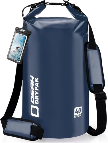 Miniatura 9 de Bolsa seca impermeable, 5L/10L/20L/30L/40L Mochila de almacenamiento ligera con funda para teléfono para mujeres y hombres, saco impermeable Gris