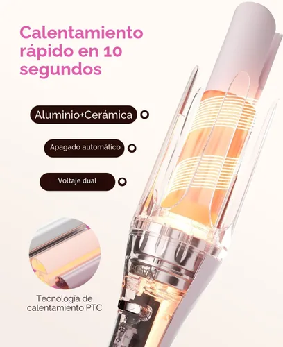 Miniatura 3 de Juego de rizador automático 5 en 1 con cilindros intercambiables - 1", 1.25", 1.5" rizador, ondulador de cabello y cepillo alisador, rizador