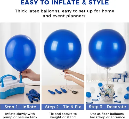 Miniatura 6 de LovesTown 4 unidades de globos gigantes de 36 pulgadas azul oscuro, globos de látex jumbo para decoraciones de boda, compromiso, graduación
