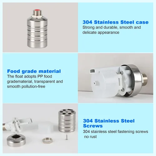 Miniatura 8 de Válvula de flotador de agua, válvula de flotador portátil de acero inoxidable 304 totalmente automática, control de nivel de agua, fácil