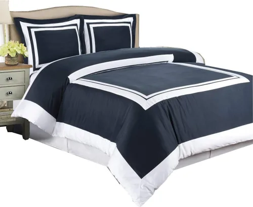 Miniatura 8 de Royal Hotel Bedding Blue and Chocolate - Juego de funda de edredón de 2 piezas, tamaño individual/individual XL, 100% algodón, 300 hilos