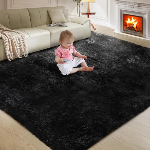 Miniatura 29 de Alfombra ultra suave para sala de estar, alfombra mullida de área 4X6 para dormitorio, alfombras modernas de pelo largo, alfombra suave