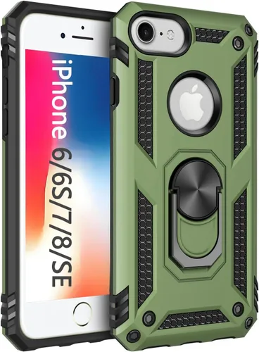 Miniatura 16 de Korecase Funda para iPhone 8, protección de cámara, armadura militar, doble capa, soporte compatible con iPhone 6 6s y iPhone 7 8, color negro