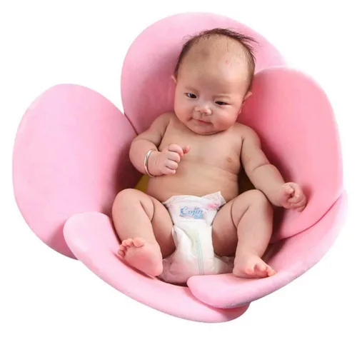 Miniatura 5 de Cojín de baño para bebé, cojín de loto, pétalo de bañera, tapete para bañera para recién nacido, soporte para asiento de bañera, tumbona de flores