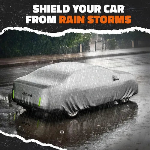 Miniatura 8 de Mockins - Funda para automóvil de poliéster plateado 190T, para todo tipo de clima, transpirable e impermeable, protegerá tu vehículo contra