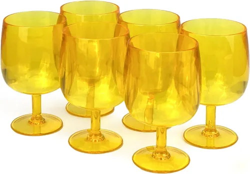 Miniatura 19 de Yalin Juego de 6 vasos apilables de plástico acrílico irrompible de 12 onzas para vino y agua (transparente, 15 onzas)