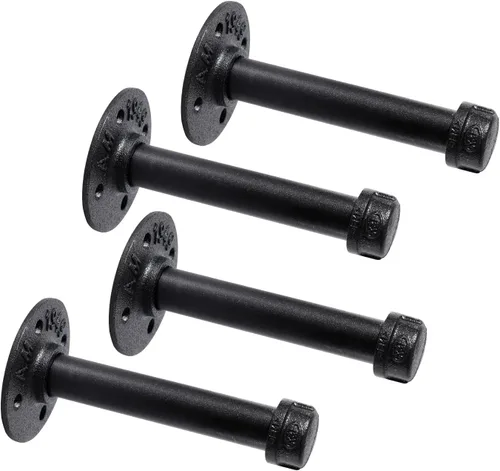 Miniatura 15 de Soportes industriales de tubo de hierro negro de 3/4 pulgadas, soportes rústicos para colgar en la pared, soportes de tubería personalizados