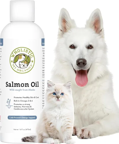 Miniatura 11 de Wholistic Pet Organics Aceite de salmón salvaje de Alaska para perros y gatos, aceite de pescado Omega 3 para perros y gatos, suplemento para piel