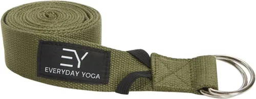 Everyday Yoga Correa con anillo en D de metal, correa elástica duradera para yoga, pilates, flexibilidad y terapia física (6, 8, 10 pies)