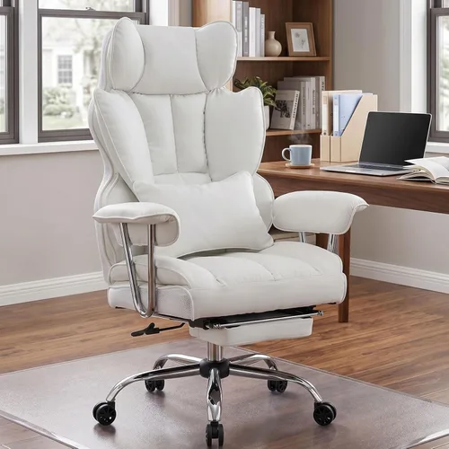 Miniatura 22 de Efomao Silla de oficina ejecutiva, silla de computadora acolchada suave con reposapiés, sillas de escritorio de tela para oficina en casa, sillas