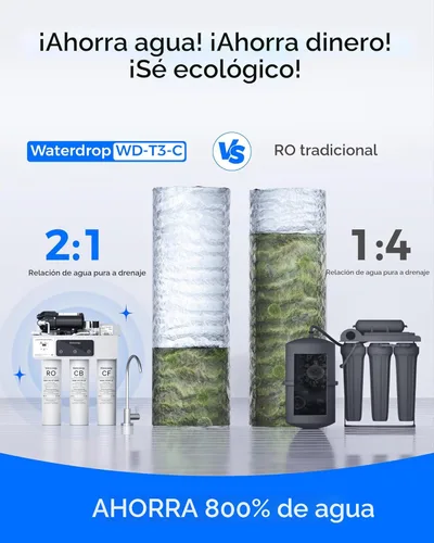 Miniatura 9 de Waterdrop WD-T3-C - Filtro de agua de ósmosis inversa, Certificado NSF/ANSI 372, Filtro de agua RO de 8 etapas debajo del fregadero, Sistema