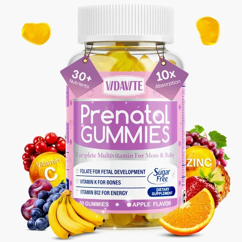 Miniatura 6 de VIDAVITE Gomitas prenatales sin azúcar, más de 30 nutrientes (colina, folato, hierro, vitaminas) para apoyo fetal y neuronal, huesos, energía e