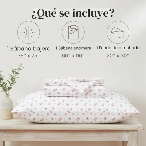 Miniatura 3 de Modern Threads - Sábanas de microfibra sedosa y libre de arrugas, sábanas de lujo de microfibra, incluye sábana encimera, sábana bajera con 17 rosas