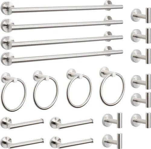 Miniatura 12 de NearMoon Juego de 5 piezas de accesorios de baño SUS304 de acero inoxidable grueso, incluye barra de toalla de 24 pulgadas, anillo de toalla