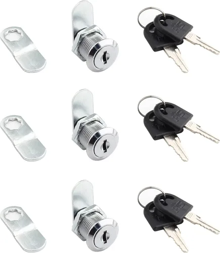 Miniatura 7 de Paquete de 3 cerraduras de leva para gabinete, 3/4 pulgadas con llaves, cilindro de repuesto con acabado cromado para RV, cerradura de cajón segura