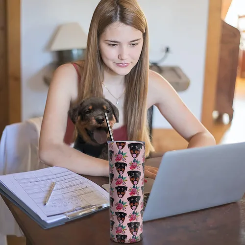 Miniatura 6 de Taza de Rottweiler - Regalos para amantes de perros - Regalo para perros - Tazas de café de viaje de Rottweiler para bebidas frías y calientes - Con