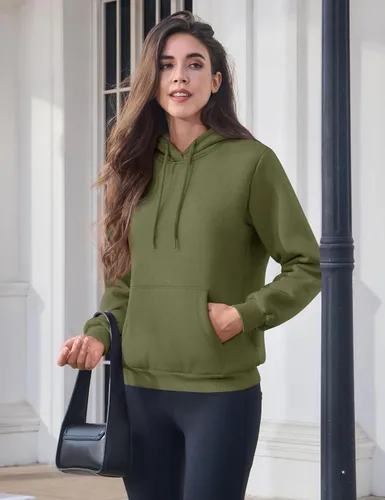 Miniatura 75 de MAGCOMSEN Sudaderas con capucha para mujer, con forro de sherpa, de vellón, para invierno, cálido, pesado, de algodón, con bolsillo