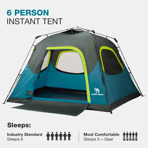 Miniatura 8 de CAMEL CROWN 4/6 Person Instant Cabin Tent, Pop Up Windproof Tents for Camping, 60-Second Setup Family Tent with Carry Bag for Outdoor Hiking Azul