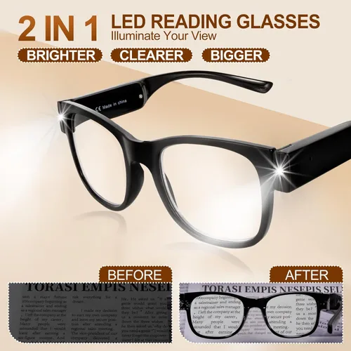 Miniatura 2 de USB Rechargeable Led Reading Glasses Lighted Eyewear for Women Men