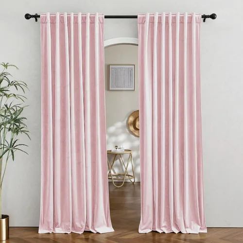 Miniatura 78 de RYB HOME - Cortinas de terciopelo beige, cortinas decorativas resistentes con pestaña trasera, cubierta de privacidad para oscurecer habitación