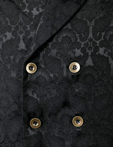 Miniatura 4 de ZEROYAA Chaleco de brocado jacquard de doble botonadura gótico steampunk para hombre, chaleco sin mangas