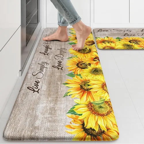 Miniatura 36 de KIMODE Tapete antifatiga para suelo de cocina, semicírculo de 18 x 28 pulgadas, de espuma viscoelástica, acolchado, antideslizante, tapetes cómodos