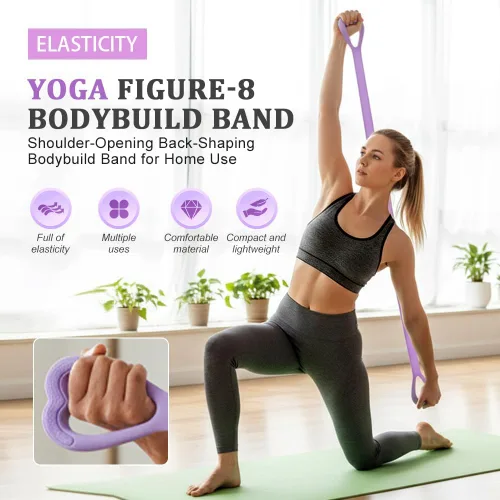 Miniatura 2 de Figura 8 bandas de resistencia para mujer, nueva banda de resistencia con asas para entrenamiento, cuerdas elásticas para entrenamiento de Rosa