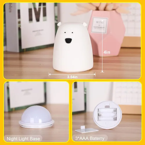 Miniatura 6 de ZKLiLi Luz nocturna para niños, lámpara de 16 colores linda, luces nocturnas regulables para bebé, luz nocturna recargable de silicona